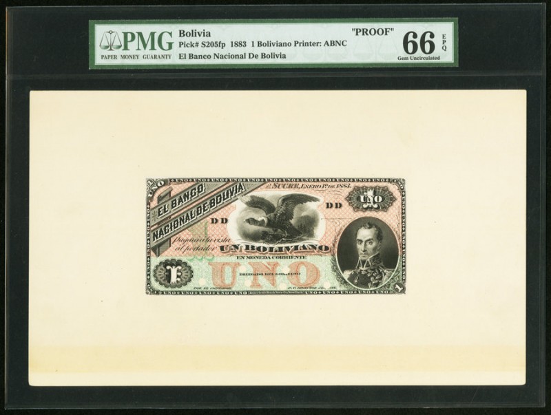 Bolivia Banco Nacional de Bolivia 1 Boliviano 1883 Pick S205fp; S205bp Front And...