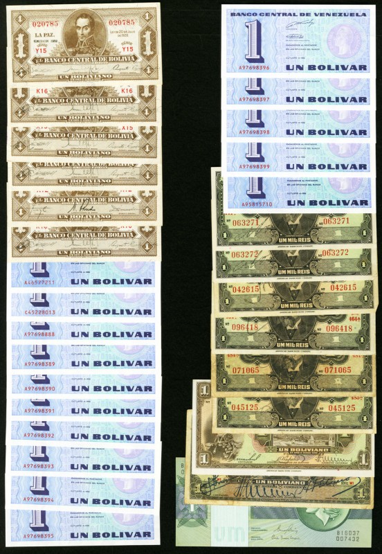 A Large Mixed Lot of 145 Notes from South America Good-Uncirculated. 

HID098012...