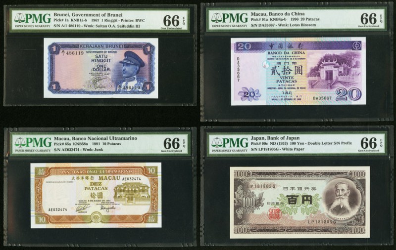 A Mixed Lot Of Four From Brunei, Macau And Japan PMG Gem Uncirculated 66 EPQ. Br...