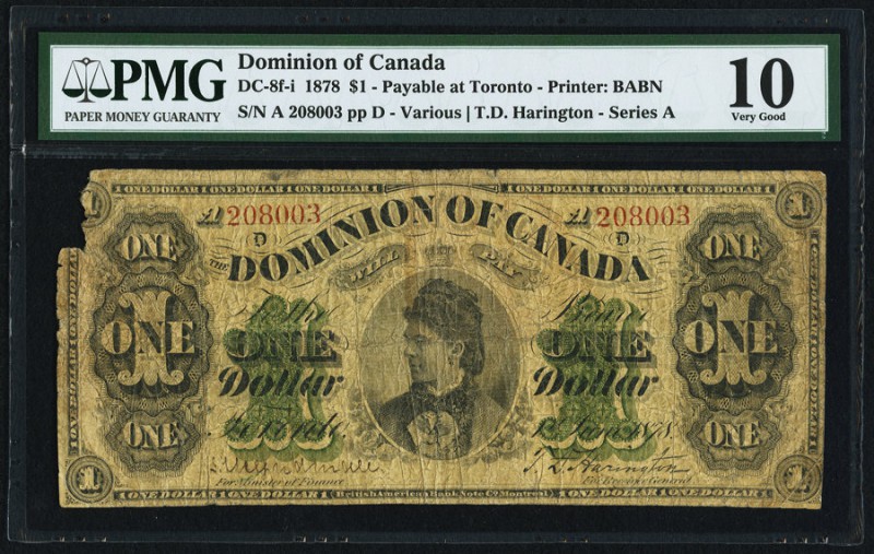 Canada Dominion of Canada 1 Dollar 1878 DC-8f-i PMG Very Good 10 Corner Missing....