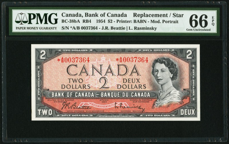 Canada Bank of Canada 2 Dollars 1954 BC-38bA PMG Gem Uncirculated 66 EPQ. 

HID0...
