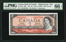 Canada Bank of Canada 2 Dollars 1954 BC-38bA PMG Gem Uncirculated 66 EPQ. 

HID09801242017
