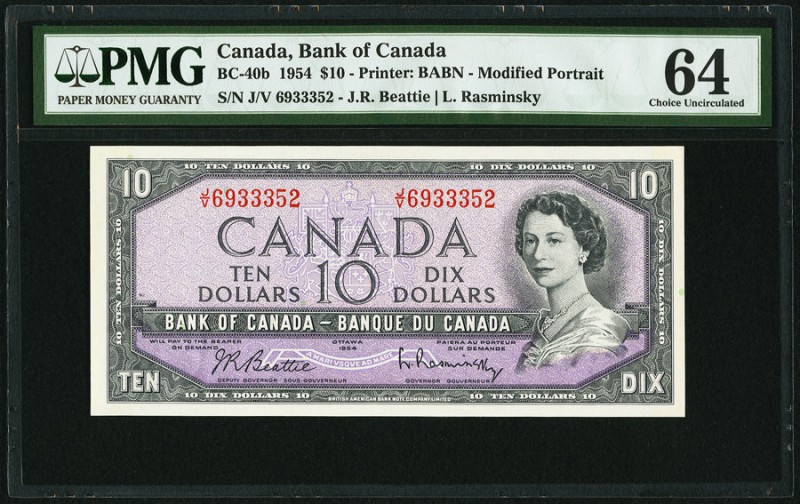 Canada Bank of Canada 10 Dollars 1954 BC-40b PMG Choice Uncirculated 64. 

HID09...
