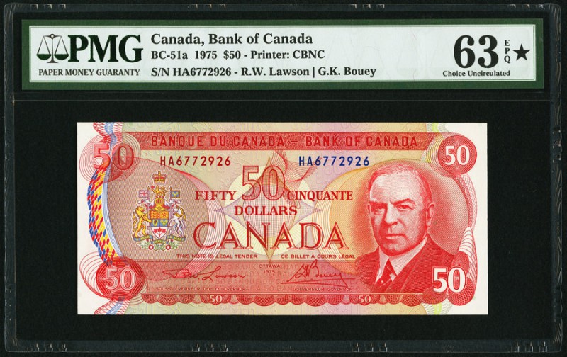 Canada Bank of Canada 50 Dollars 1975 BC-51a PMG Choice Uncirculated 63 EPQ S. 
...