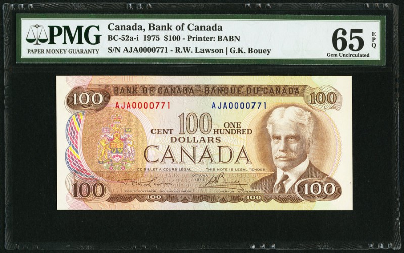 Canada Bank of Canada 100 Dollars 1975 BC-52a-i PMG Gem Uncirculated 65 EPQ. 

H...