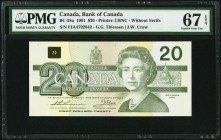 Canada Bank of Canada 20 Dollars 1991 BC-58a PMG Superb Gem Unc 67 EPQ. 

HID09801242017
