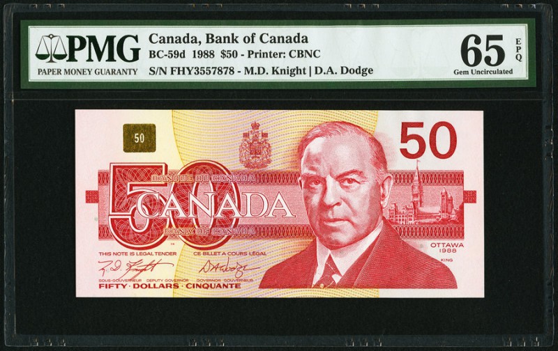 Canada Bank of Canada 50 Dollars 1988 BC-59d PMG Gem Uncirculated 65 EPQ. 

HID0...