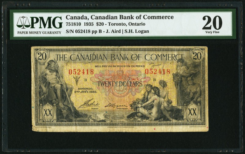 Canada Canadian Bank of Commerce 20 Dollars 2.1.1935 Ch. # 75-18-10 PMG Very Fin...