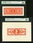 El Salvador Banco Occidental 1 Colon; 2; 5 Pesos 1920; ND (1929); 189x (2) Pick S211bp; S192bp; S122bp; S123bp Four Back Proofs PMG Gem Uncirculated 6...