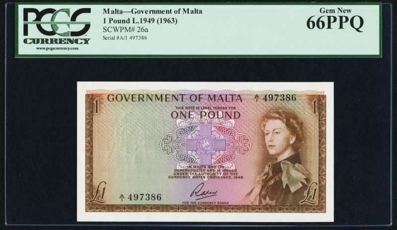 Malta Government of Malta 1 pound 1949 Pick 26a PCGS Gem New 66PPQ. 

HID0980124...