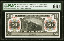 Mexico Banco del Estado de Chihuahua 50 Pesos 1913 Pick S135a PMG Gem Uncirculated 66 EPQ. 

HID09801242017