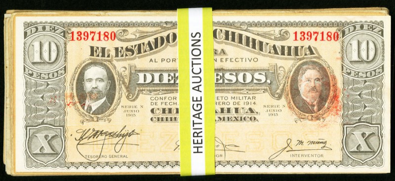 Thirty-Seven 10 Peso Notes from the Estado De Chihuahua in Mexico. Fine or Bette...