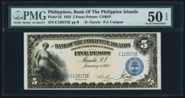 Philippines Bank of the Philippine Islands 5 Pesos 1.1.1933 Pick 22 PMG About Uncirculated 50 EPQ. 

HID09801242017