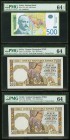 Serbia National Bank of Serbia 500 Dinara 2007 Pick 51b PMG Choice Uncirculated 64 EPQ. German Occupation WWII 500 Dinara 1941 Pick 27a Two Examples P...