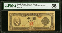 South Korea Bank of Korea 1000 Won 1952 Pick 10a PMG About Uncirculated 55. Toned.

HID09801242017