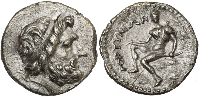 CRETE, GORTYNE, AR drachme, 2e-1er s. av. J.-C. D/ T. l. de Zeus à d. En dessous...