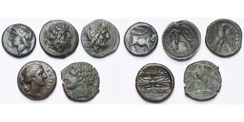 ITALIE, lot de 5 bronzes: Campanie, Neapolis, T. d'Apollon/Taureau androcéphale ...