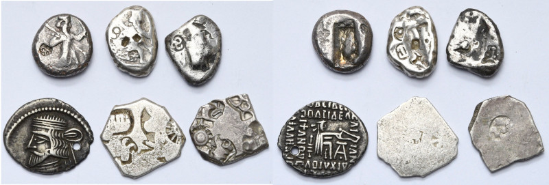 lot de 6 p.: royaume achéménide, sicle (nombreux poinçons), type III (2) et type...