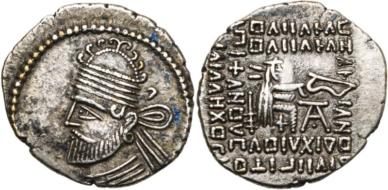 ROYAUME PARTHE, Pacoros II (78-105), AR drachme, Ecbatane. D/ B. diad. à g., ave...