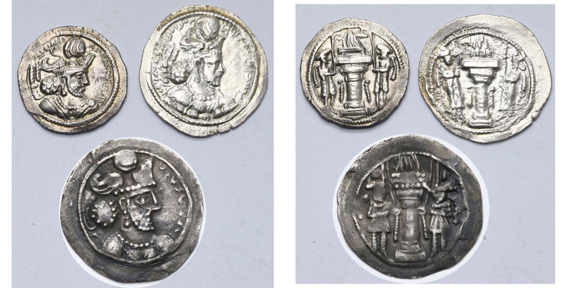 ROYAUME SASSANIDE, Bahram IV (388-399), lot de 3 drahms: pas de buste dans les f...