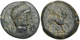 ESPAGNE, CASTULO, (Cazlona), AE as, 1er s. av. J.-C. D/ T. masc. diad. à d. Devant, une main. R/ Sphinx marchant à d. A l'ex., CaSTeLe. Alvarez Burgos...