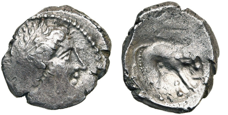 ITALIE DU NORD, AR drachme, fin 3e s. av. J.-C. Imitation des drachmes de Marsei...