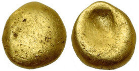 GAULE CELTIQUE, Seine moyenne, AV quart de statère, 1er s. av. J.-C. Série globulaire. Type plat. D/ Surface lisse. R/ Dépression irrégulière. Scheers...