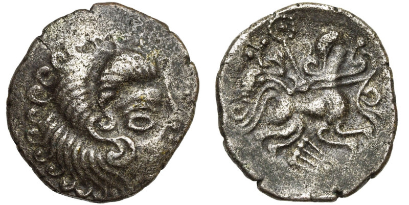 ARMORIQUE, Coriosolites, bill. statère, vers 50 av. J.-C. Type au nez orné. D/ T...
