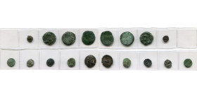GAULE NARBONNAISE, lot de 9 bronzes, dont: Antipolis, T. de Vénus/Victoire; Nedenes, T. à d./Taureau (2); Longostalètes, T. masc./Trépied; Volcae Arec...