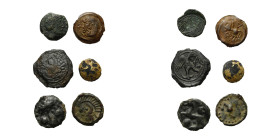 GAULE CELTIQUE, lot de 6 p.: Aulerci Eburovices, bronze à la déesse; Bituriges Cubi, bronze au cheval et annelets en triangle; Carnutes, potin à l'aig...