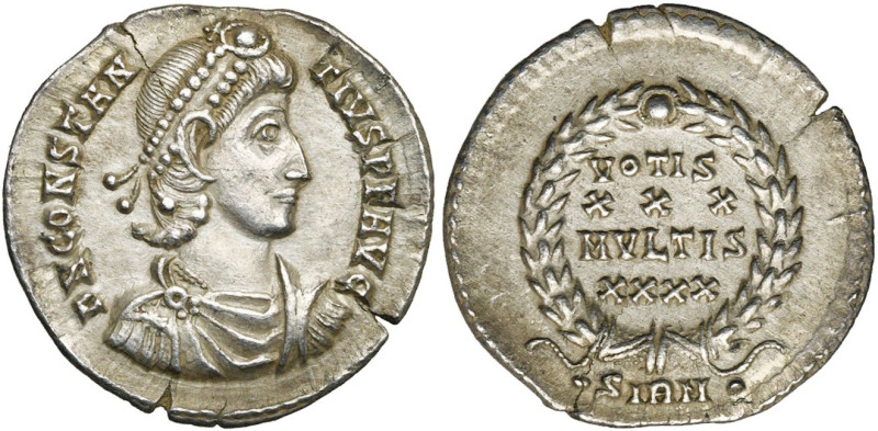 CONSTANCE II Auguste (337-361), AR silique, 355-361, Sirmium. D/ DN CONSTAN-TIVS...