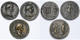 lot de 3 padouans: Galba, R/ L'empereur deb. sur une estrade haranguant ses troupes; Vitellius, R/ Libertas; Vespasien, R/ L'empereur, Roma et Minerve...