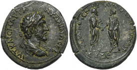 PONT, AMASIE, Marc Aurèle (161-180), AE bronze, 165. D/ B. l., dr. à d. R/ AΔP AMAC NEΩK K MHT K ΠPΩ T ΠONT Marc Aurèle et Lucius Verus deb. f. à f., ...