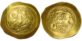 Michel VII Doukas (1071-1078), AV histamenon, Constantinople. D/ B. du Christ nimbé de f., bénissant et ten. les Evangiles, ornés de neuf points. R/ B...