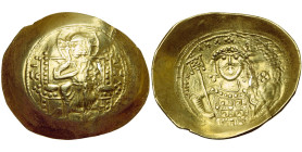 Michel VII Doukas (1071-1078), AV histamenon, Constantinople. Classe I. D/ Le Christ nimbé trônant de f., bénissant et ten. les Evangiles. R/ B. de l'...