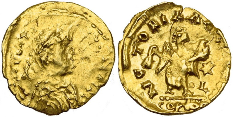 MEROVINGIENS, AV tremissis, 3e quart du 6e s., Bourgogne (?). Au type de Justini...