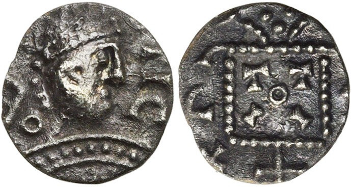 ANGLO-SAXONS, AR sceat, vers 680-710. Type à l'étendard. Série A3. D/ B. radié à...