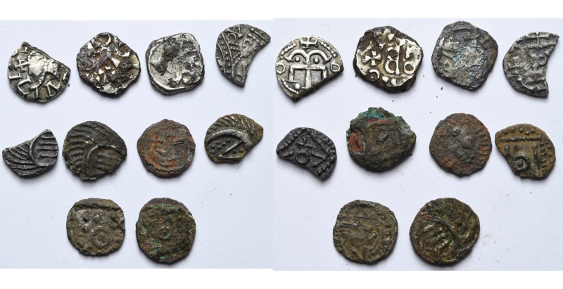 lot de 10 p.: Mérovingiens, denier, Paris (ébréché), denier fourré (2); Anglo-Sa...