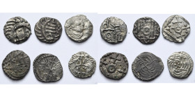 ANGLO-SAXONS et FRISE, lot de 6 sceattas: au porc-épic (2), imitation de la série G (2), série J (2). S. 790 var., 800A, 802A.

Beau à Très Beau / F...