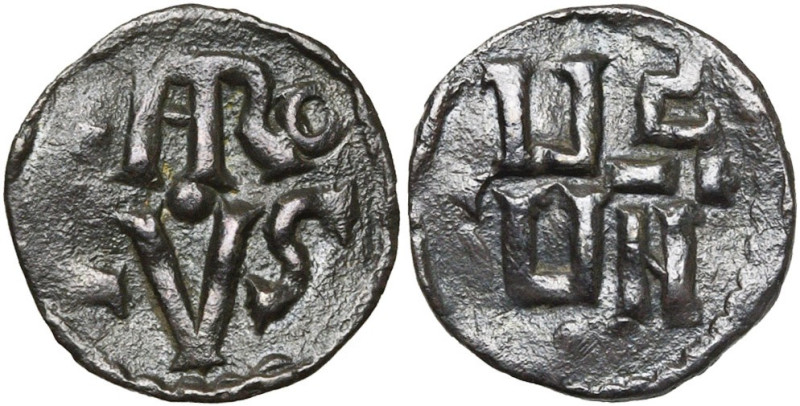 CAROLINGIENS, Charlemagne (768-814), AR denier, 771-793/794, Lyon. D/ CARO/LVS e...