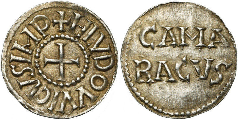 CAROLINGIENS, Louis le Pieux (814-840), AR denier, 816-822/823, Cambrai. D/ + HL...