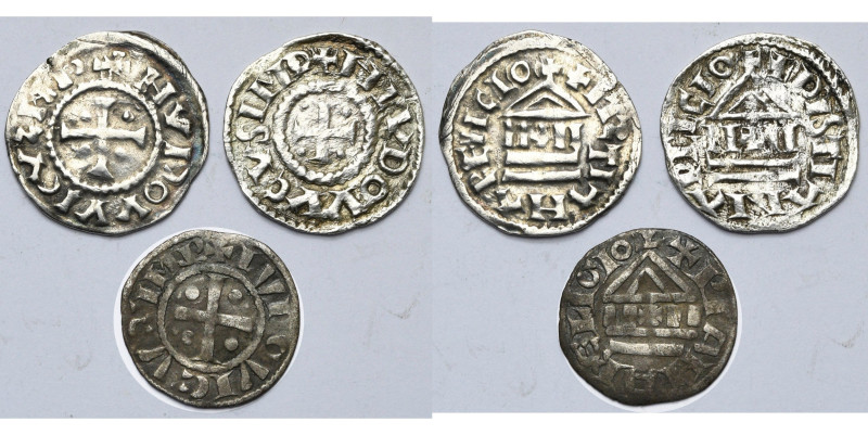 CAROLINGIENS, Louis le Pieux (814-840), lot de 3 p.: denier au temple, 822/823-8...