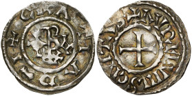 CAROLINGIENS, Eudes (888-897), AR denier, Orléans. D/ + CRΛTIΛ D-I Dans le champ, monogramme d'Odo rex. R/ + ΛVRELIVNIS CIVITAS Croix. M.G. 1323 var....