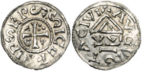 ALLEMAGNE, AUGSBOURG, Evêché, Siegfried (1000-1006), AR denier. D/ :SICEFRIDS EPS Croix cantonnée d'un annelet, deux coins et un groupe de trois point...