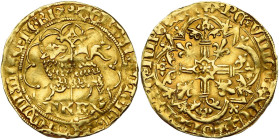 ALLEMAGNE, MÖRS, Comté, Friedrich III (1417-1448), AR agnel d'or, s.d. (1419). Imitation du type royal de Charles VI de France. D/ Dans un polylobe, a...