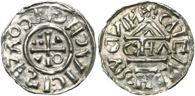 ALLEMAGNE, NABBURG, Heinrich von Schweinfurt, margrave du Nordgau (1003), en révolte contre Henri II (1003), AR denier au temple. D/ Croix cantonnée d...