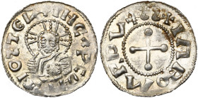 BOHEME, Duché, Jaromir (1004-1012 et 1033-1034), AR denier. D/ + IHX XPC DN NOTER B. nimbé du Christ de f., bénissant et ten. les Evangiles. R/ + IA...