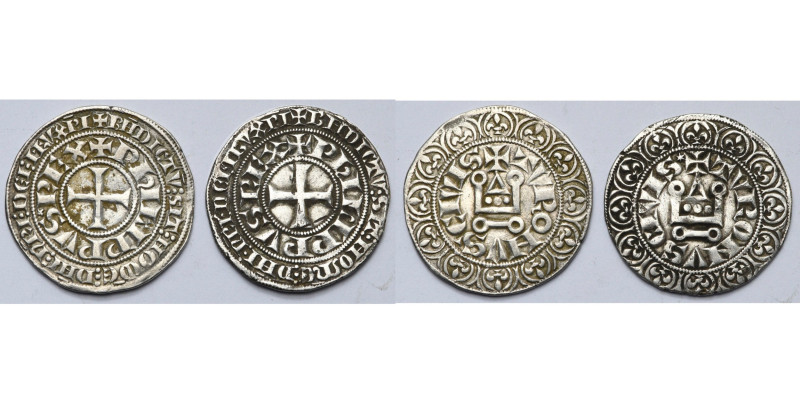 FRANCE, Royaume, Philippe IV le Bel (1285-1314), lot de 2 gros tournois, à l'O r...