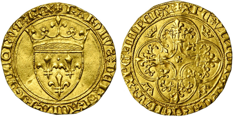 FRANCE, Royaume, Charles VI (1380-1422), AV écu d'or à la couronne, 3e émission ...