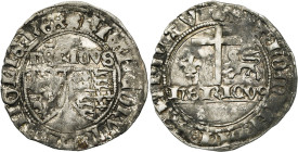 FRANCE, Royaume, Henri VI d'Angleterre (1422-1453), AR blanc aux écus, novembre 1422, Troyes (rosette). D/ Ecus accostés de France et de France-Anglet...